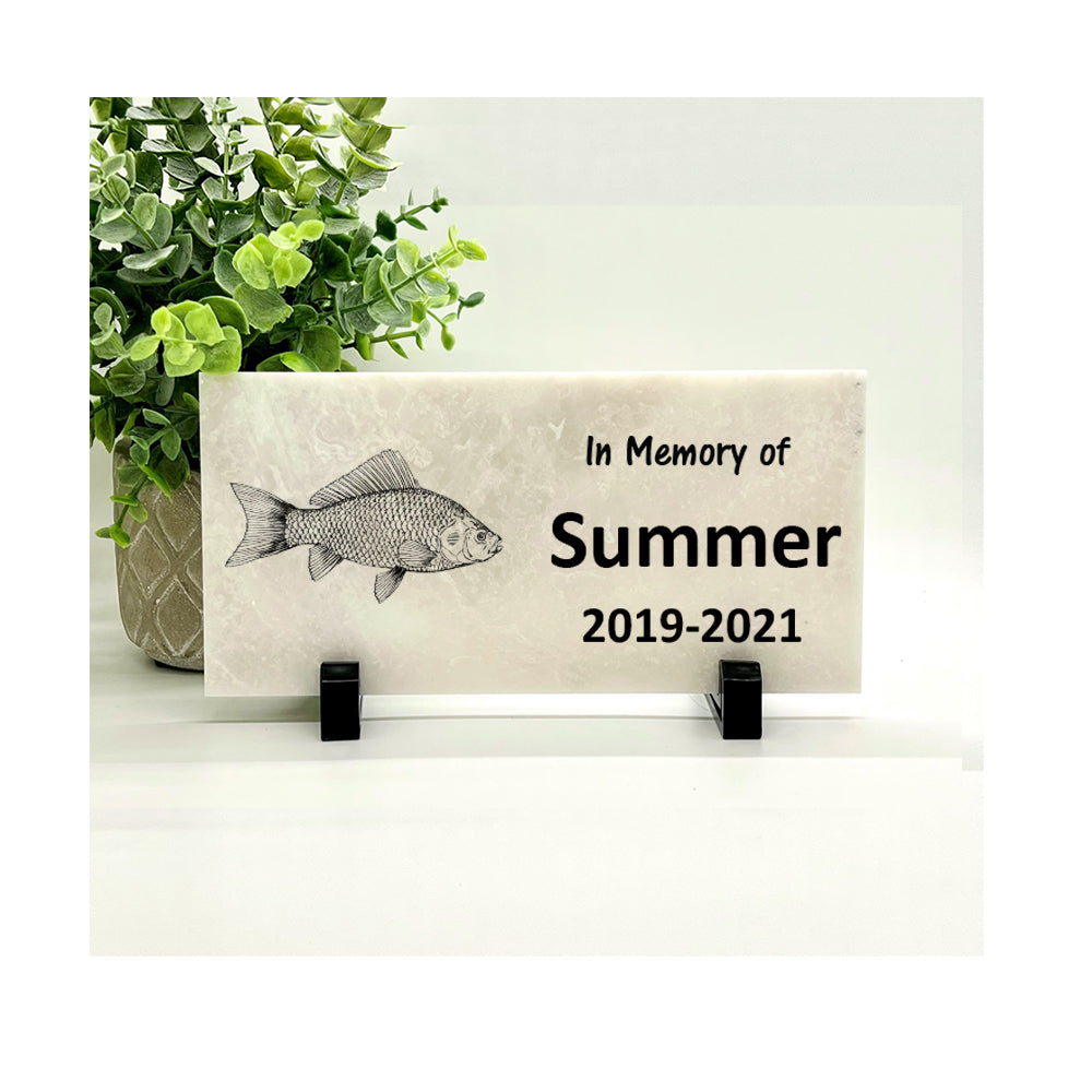 Fish Memorial Stone - Personalized Concrete Or Marble Pet Tribute Plaque