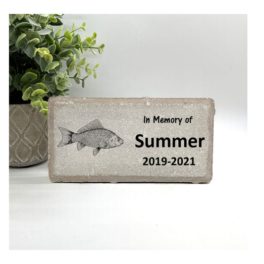 Fish Memorial Stone - Personalized Concrete Or Marble Pet Tribute Plaque