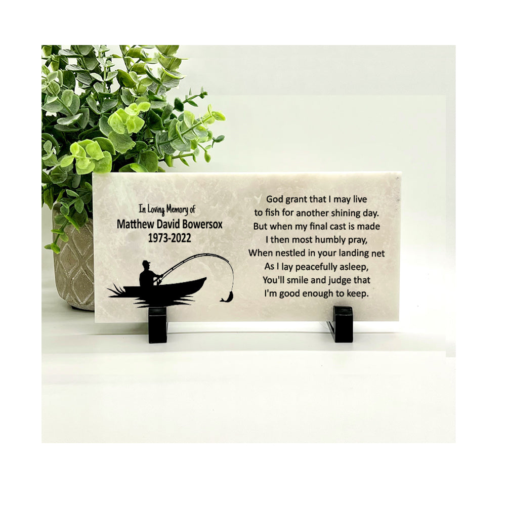 Fisherman Memorial Stone - Personalized Remembrance Stone With Prayer
