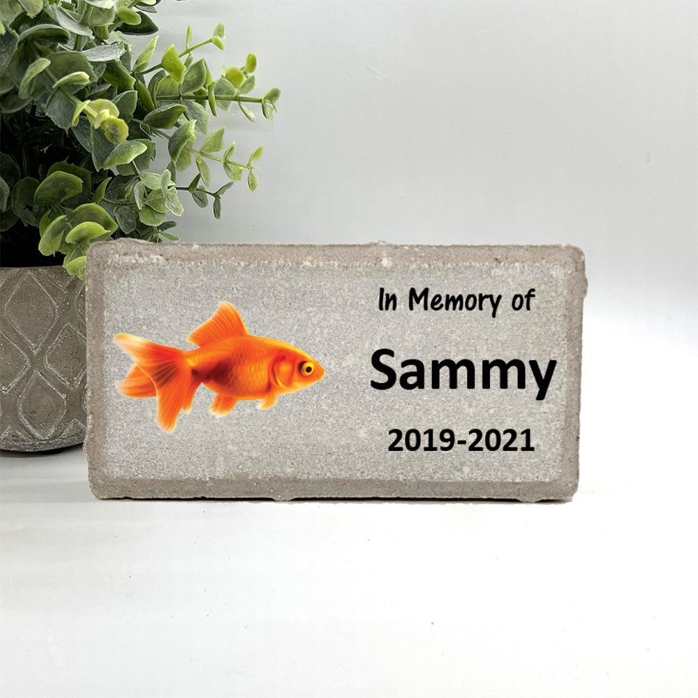 Goldfish Memorial Stone – Personalized Concrete & Marble Pet Grave Stone