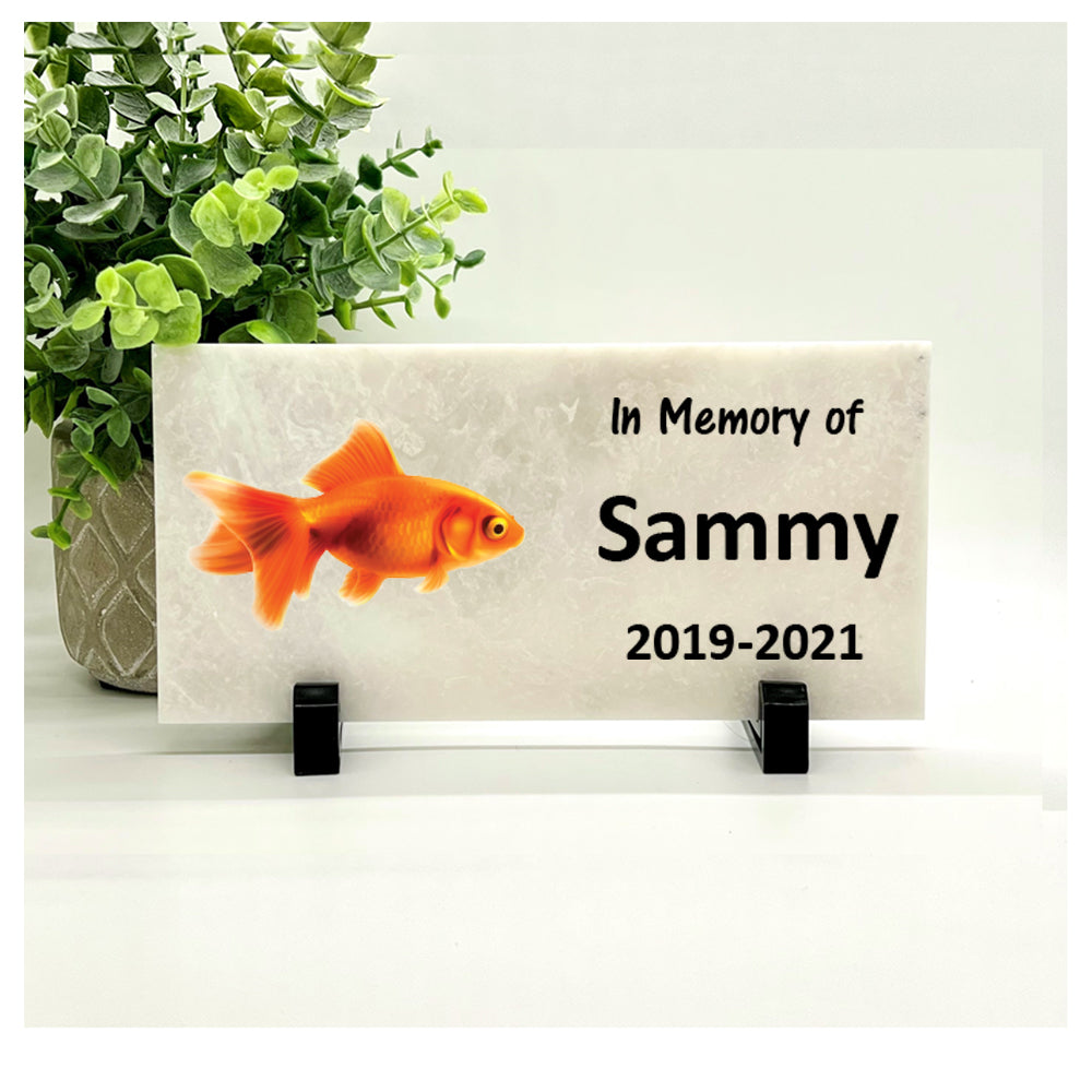 Goldfish Memorial Stone – Personalized Concrete & Marble Pet Grave Stone