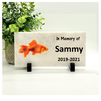 Goldfish Memorial Stone – Personalized Concrete & Marble Pet Grave Stone