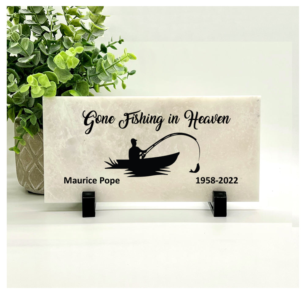 Fisherman Memorial Stone – Personalized Garden Tribute | Custom Sympathy Gift