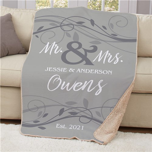 Personalized Wedding Sherpa Throw Blanket