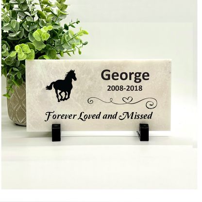Horse Memorial Stone | Personalized Pet Loss Gift - Custom Concrete & Marble Plaques