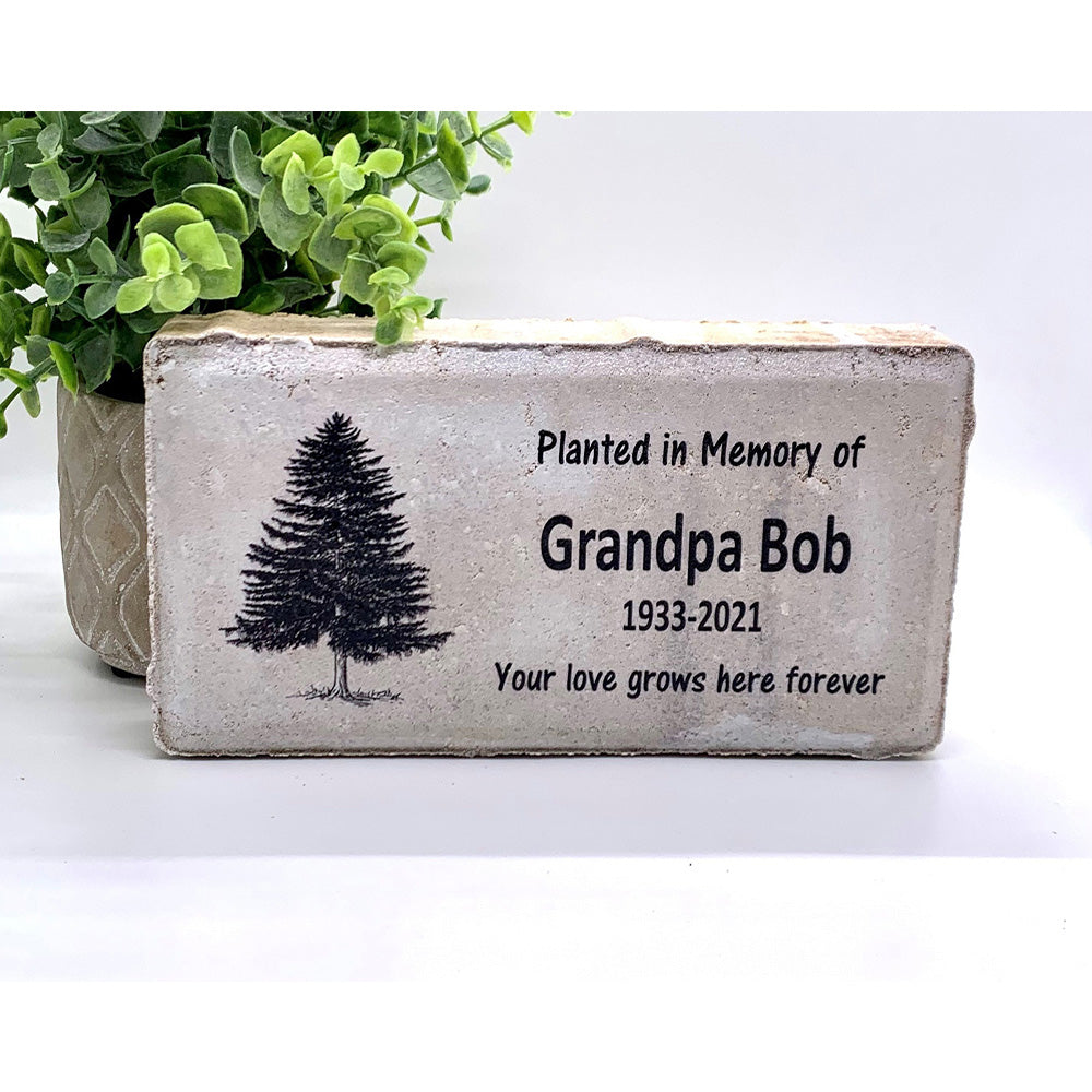 Memorial Stone - Custom Planted In Memory Pine Tree Marker Plaque
