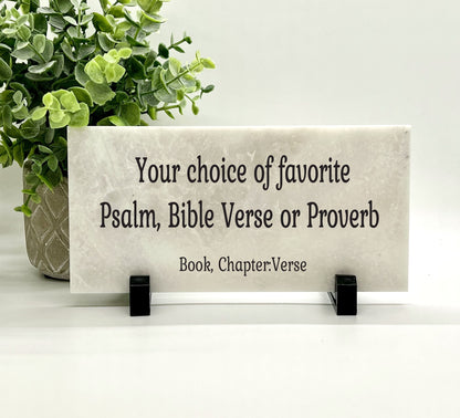 Bible Verse Sign. Custom Christian Home or Garden Decor. Choose your Favorite Bible Passage, Psalm, Proverb, Verse, Scripture - Stone Choice