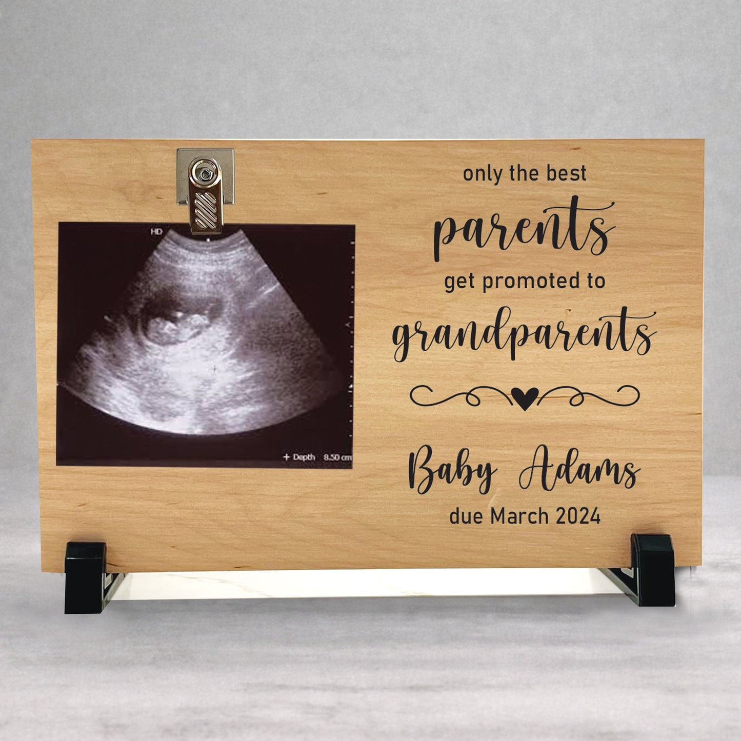 Pregnancy Reveal Gift - Personalized Baby Sonogram Frame | New Grandparents Keepsake