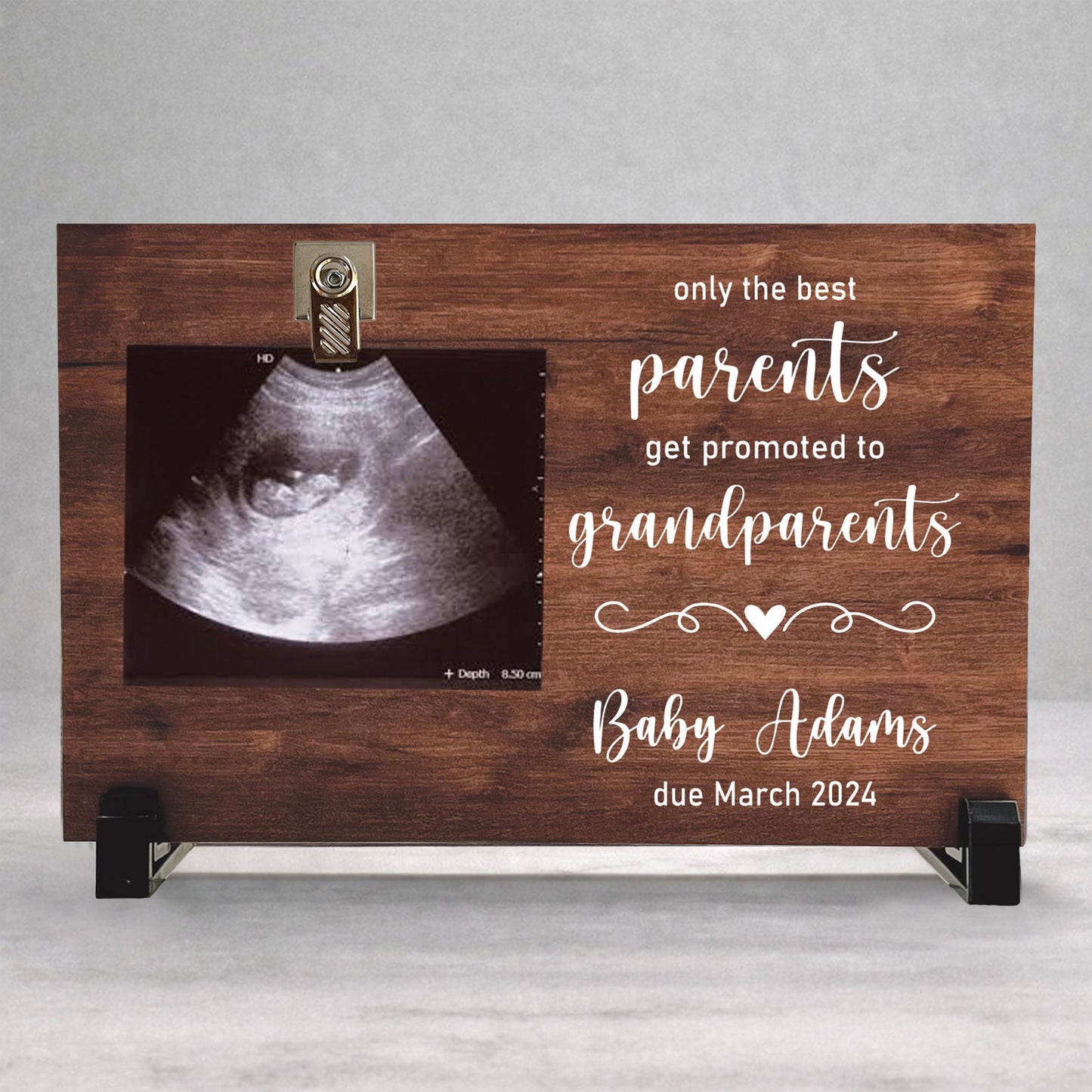 Pregnancy Reveal Gift - Personalized Baby Sonogram Frame | New Grandparents Keepsake