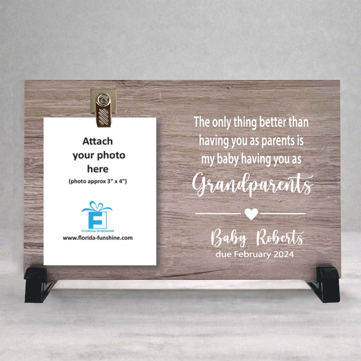Pregnancy Reveal Gift - Personalized Baby Sonogram Frame | New Grandparents Keepsake