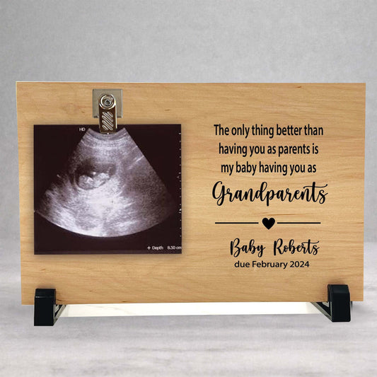 Pregnancy Reveal Gift - Personalized Baby Sonogram Frame | New Grandparents Keepsake