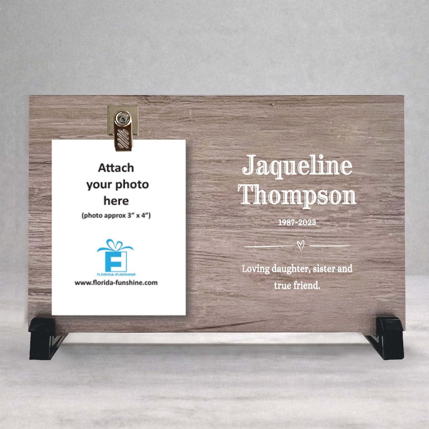Personalized Memorial Frame - Custom Wood Photo Holder With Wood Base