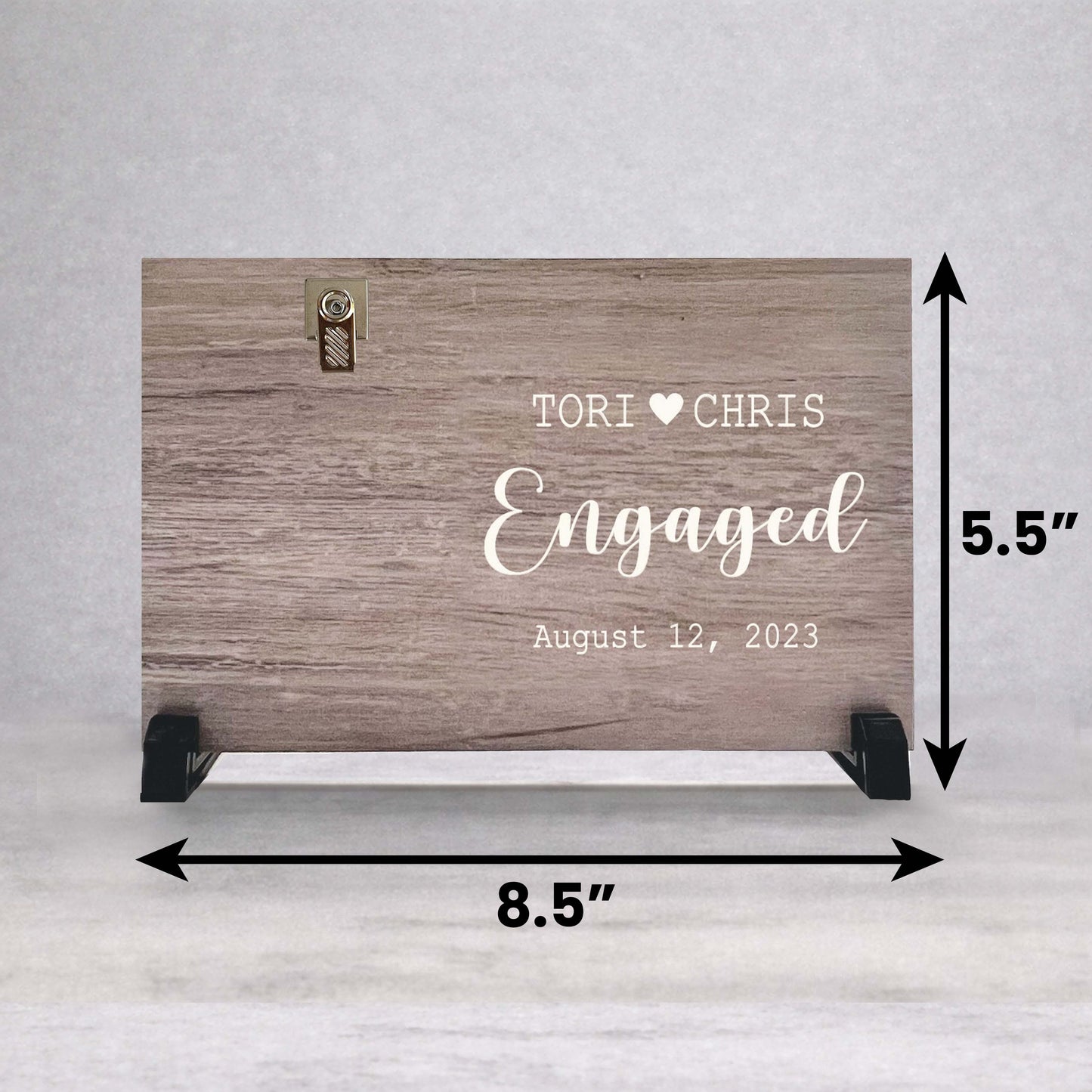 Engagement Picture Frame - Personalized Custom Wood Gift for Engaged Couples