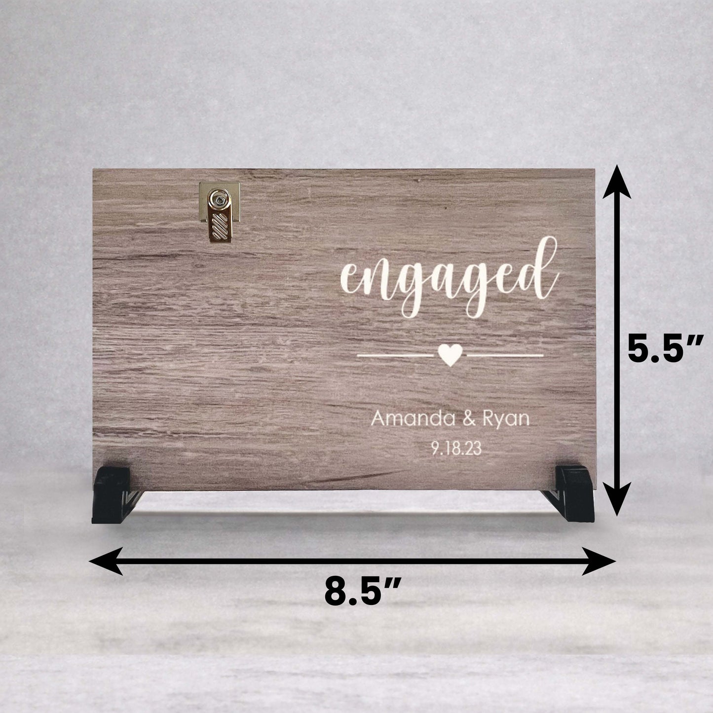 Personalizd Engagement Picture Frame - Custom Wood Frame with Clip