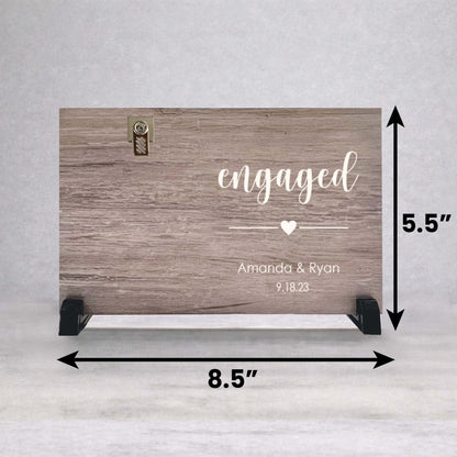 Personalizd Engagement Picture Frame - Custom Wood Frame with Clip