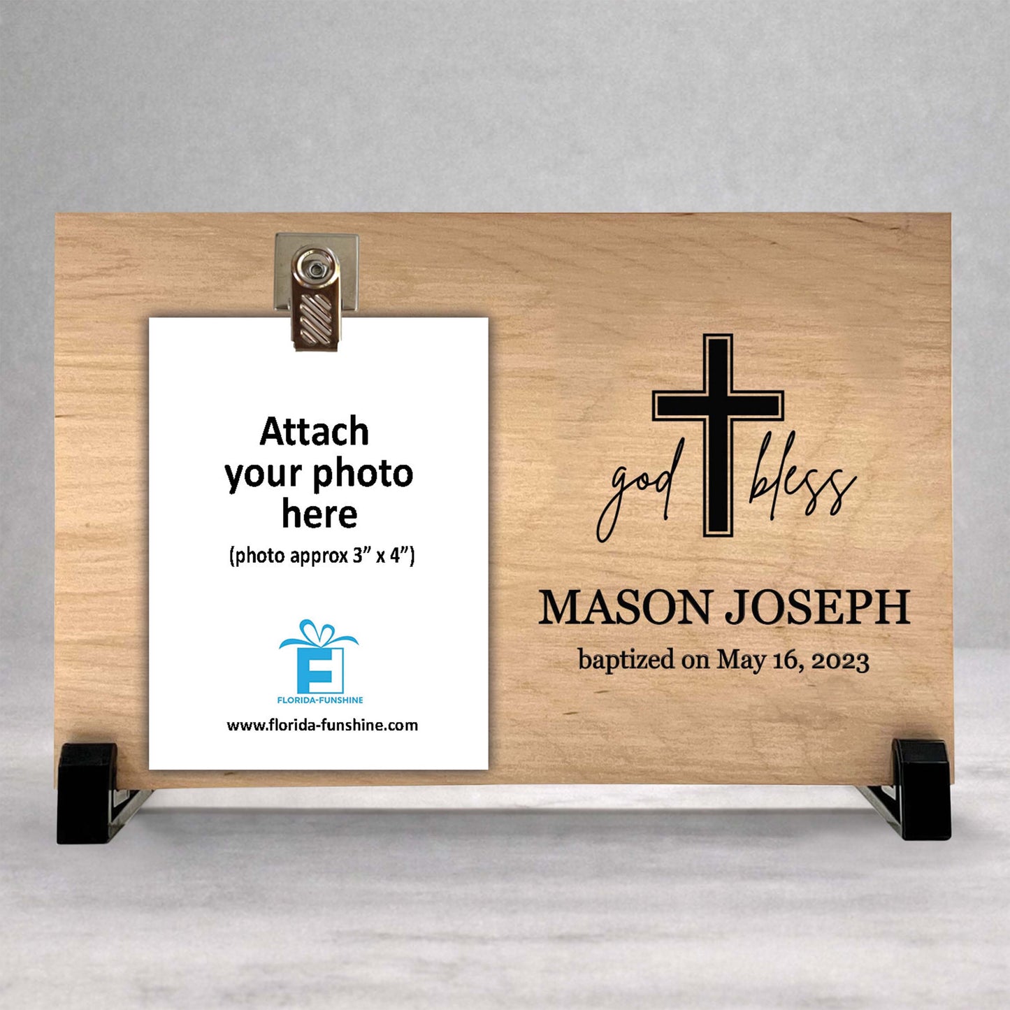 Personalized Baptism Gift - Custom Wood Frame Keepsake Present
