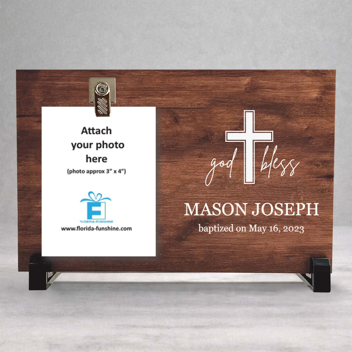 Personalized Baptism Gift - Custom Wood Frame Keepsake Present