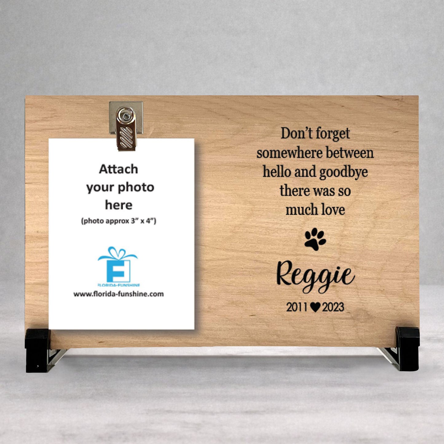 Dog Memorial Frame - Personalized Wood Dog Keepsake with Photo Clip