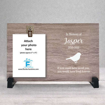 Bird Memorial Frame - Personalized Wooden Photo Keepsake Gift For Bird Loss