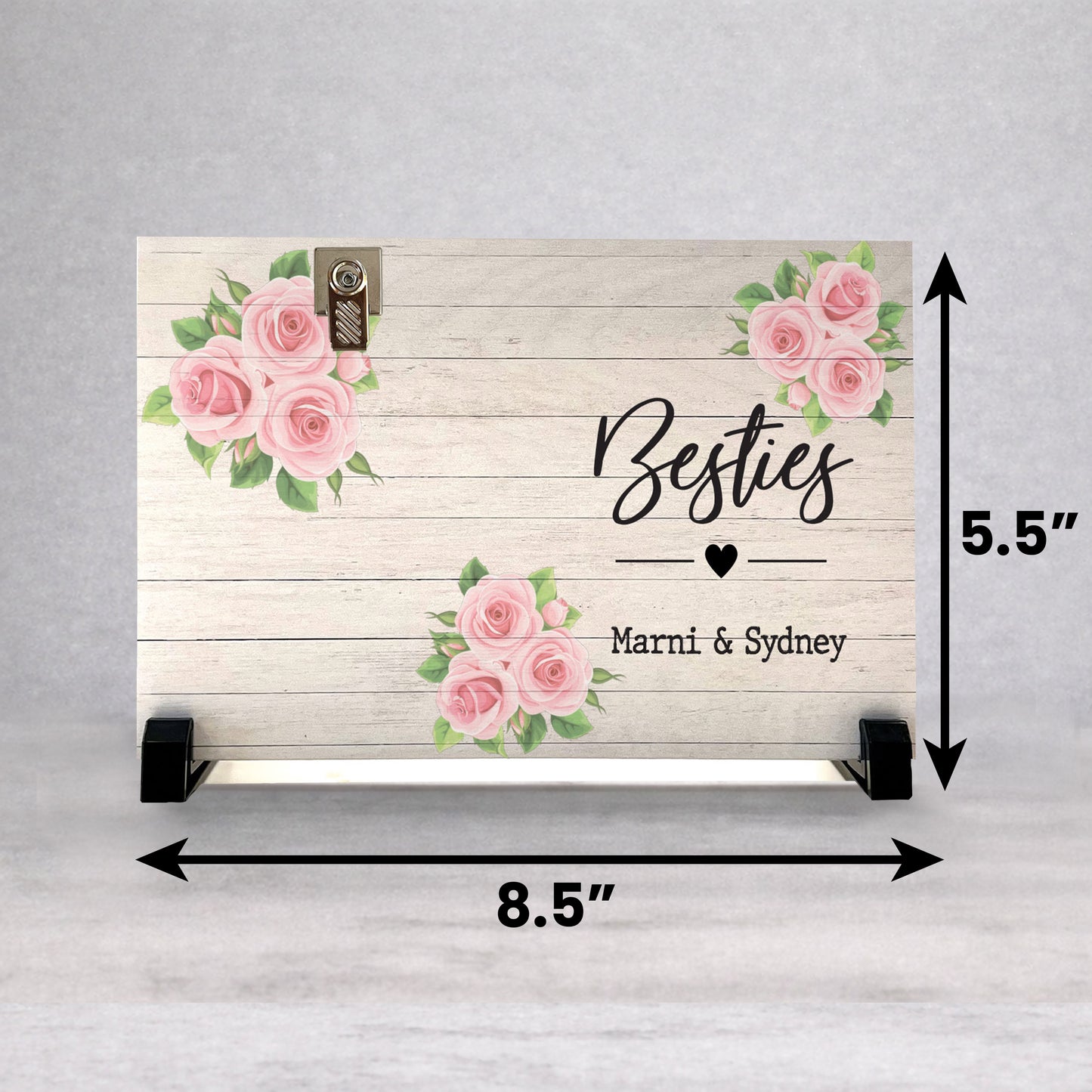 Personalized Best Friend Gift - Custom Wood Frame With Photo Clip Display