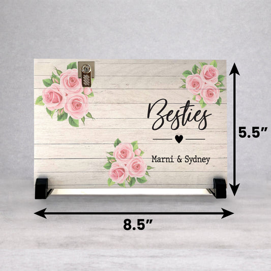 Personalized Best Friend Gift - Custom Wood Frame With Photo Clip Display