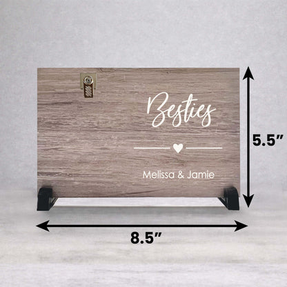 Best Friend Gift - Personalized Besties Frame With Custom Wood Photo Clip Display