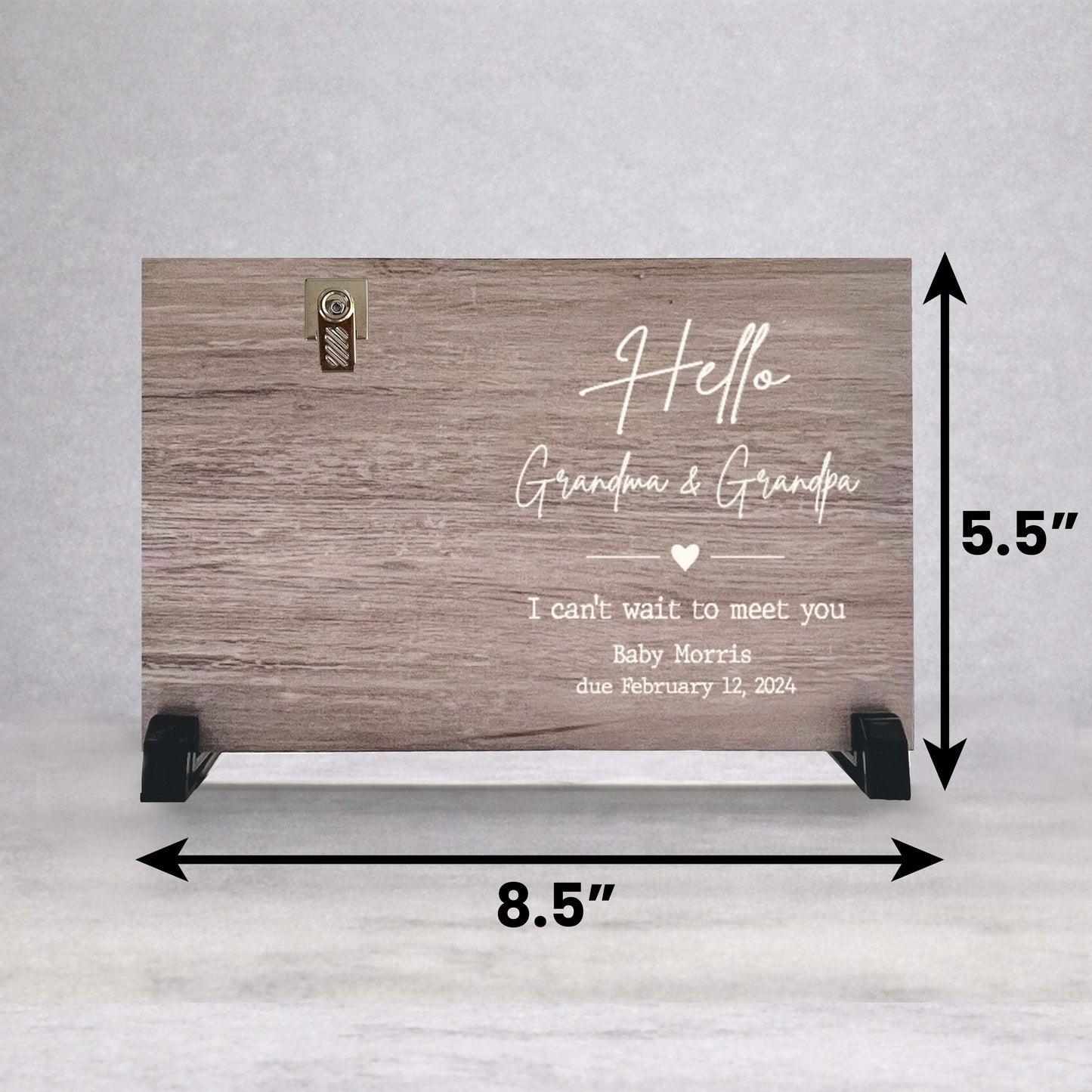 Pregnancy Reveal Gift - Personalized Custom Wood Frame for New Grandparents