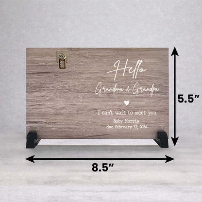 Pregnancy Reveal Gift - Personalized Custom Wood Frame for New Grandparents