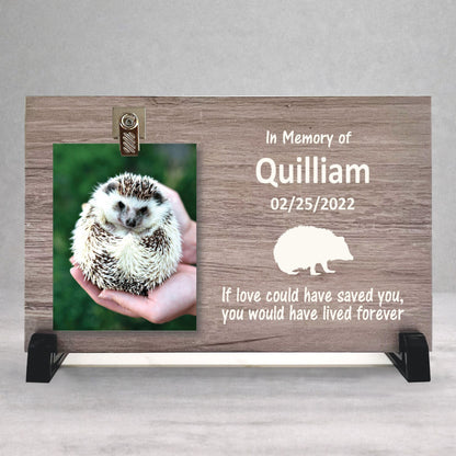 Hedgehog Memorial Frame – Personalized Wood Pet Tribute With Stand