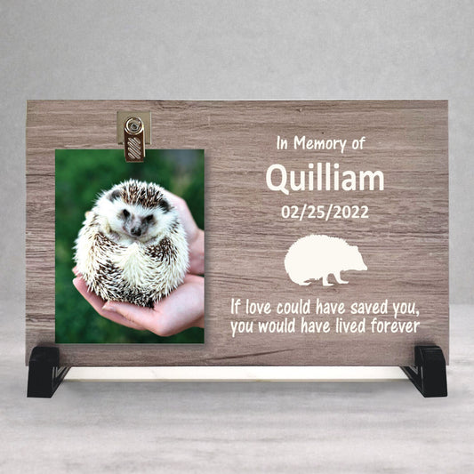 Hedgehog Memorial Frame – Personalized Wood Pet Tribute With Stand