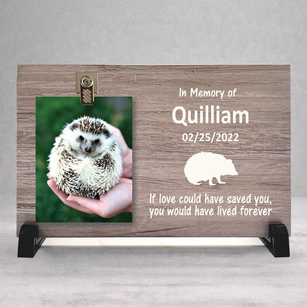 Hedgehog Memorial Frame – Personalized Wood Pet Tribute With Stand