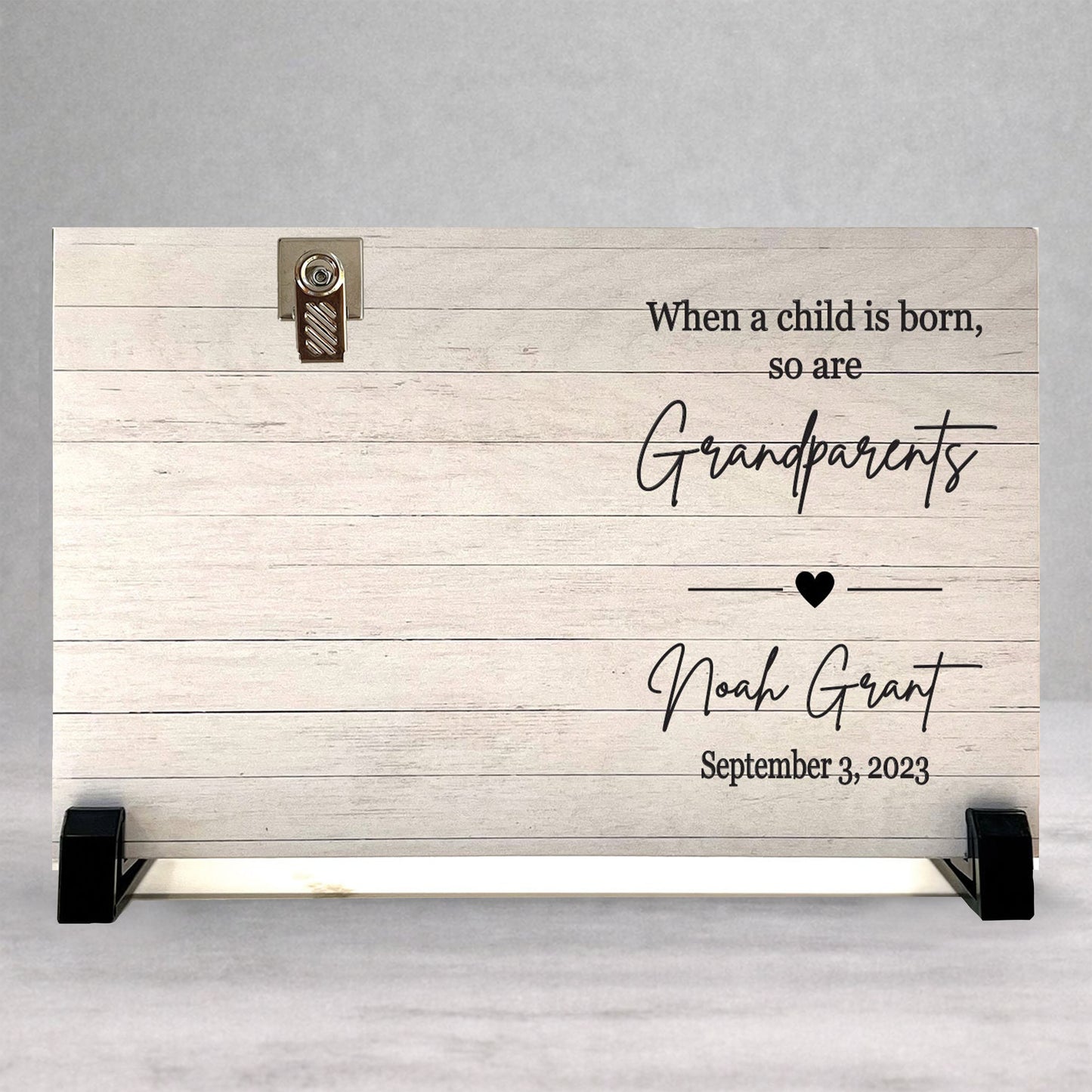 Grandparent Picture Frame - Personalized Wood Photo Frame for New Grandparent Gift