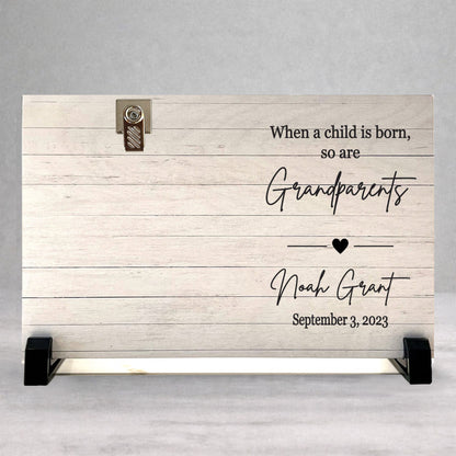 Grandparent Picture Frame - Personalized Wood Photo Frame for New Grandparent Gift