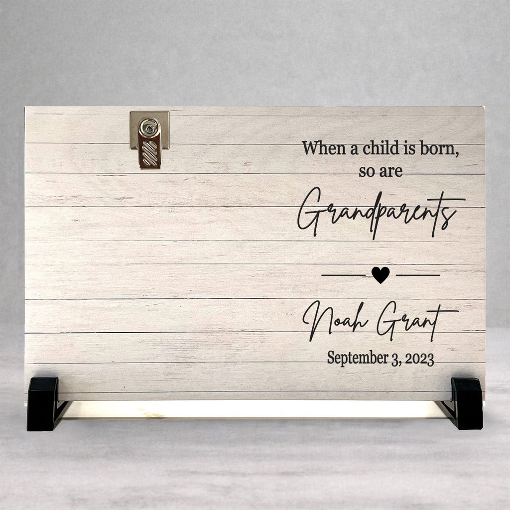 Grandparent Picture Frame - Personalized Wood Photo Frame for New Grandparent Gift