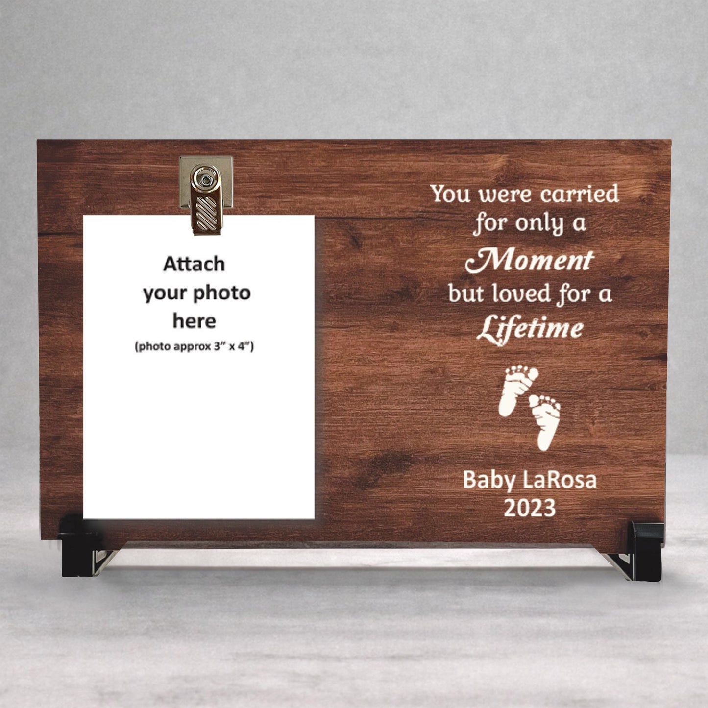 Baby Memorial Frame – Personalized Wood Photo Clip Frame – Loss Of Baby Gift