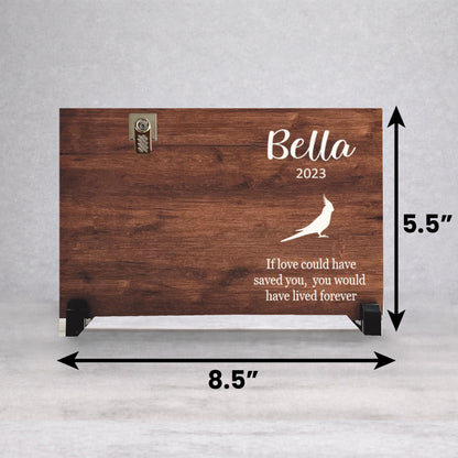 Cockatiel Memorial Gift - Personalized Wood Memorial Frame With Photo Holder
