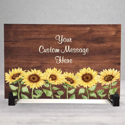 Custom Wood Sign - Sunflower Wood Sign with Personalized Message & Stand 8.5"x5.5"