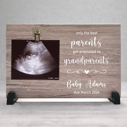 Pregnancy Reveal Gift - Personalized Baby Sonogram Frame | New Grandparents Keepsake