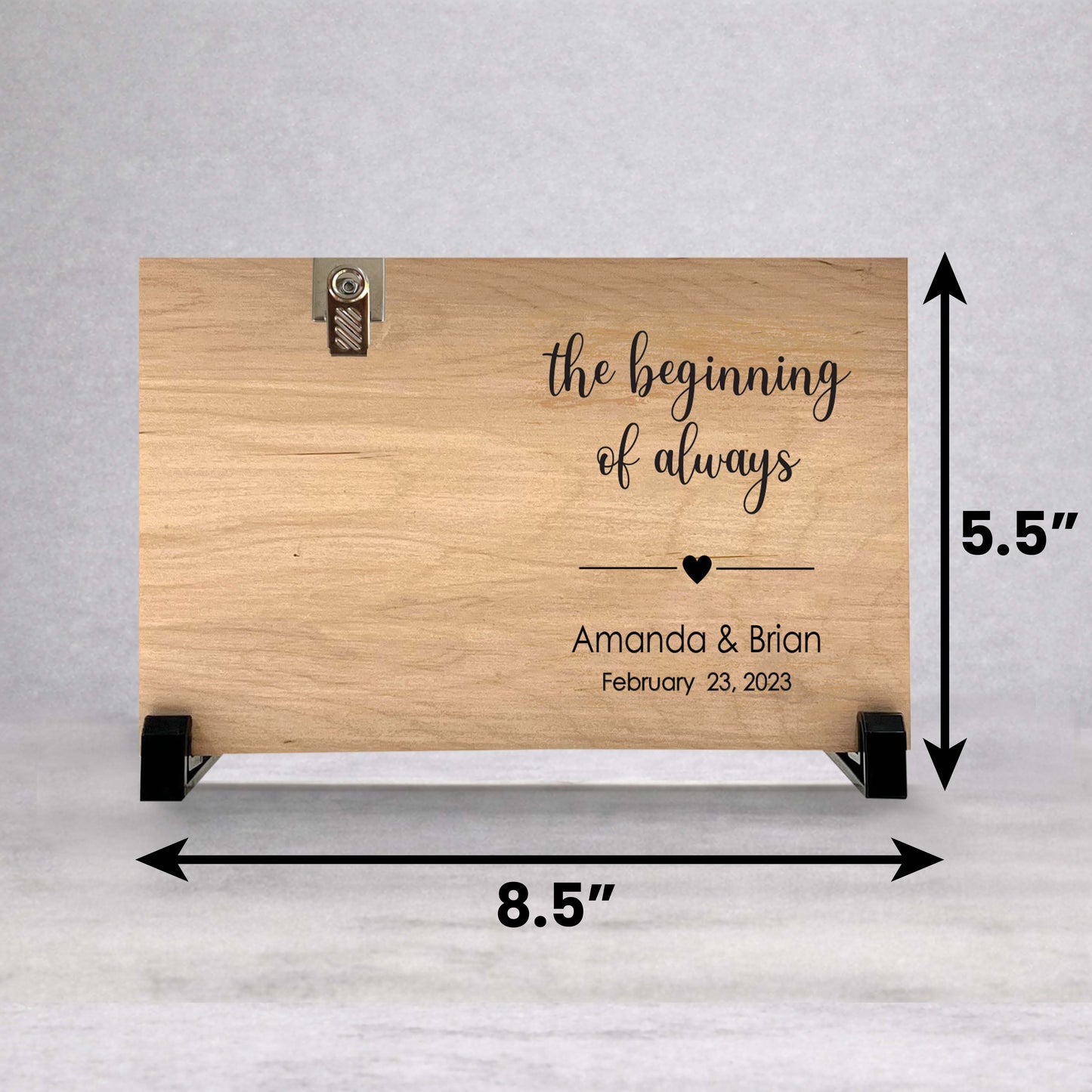 Engagement Picture Frame – Personalized Wedding Frame with Photo Clip Display