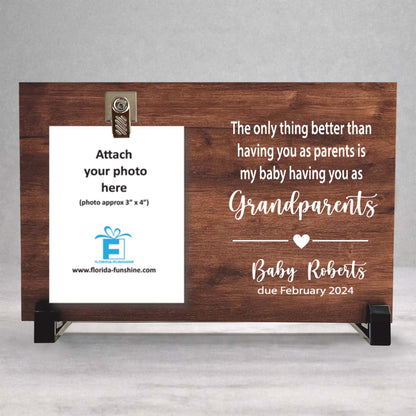 Pregnancy Reveal Gift - Personalized Baby Sonogram Frame | New Grandparents Keepsake
