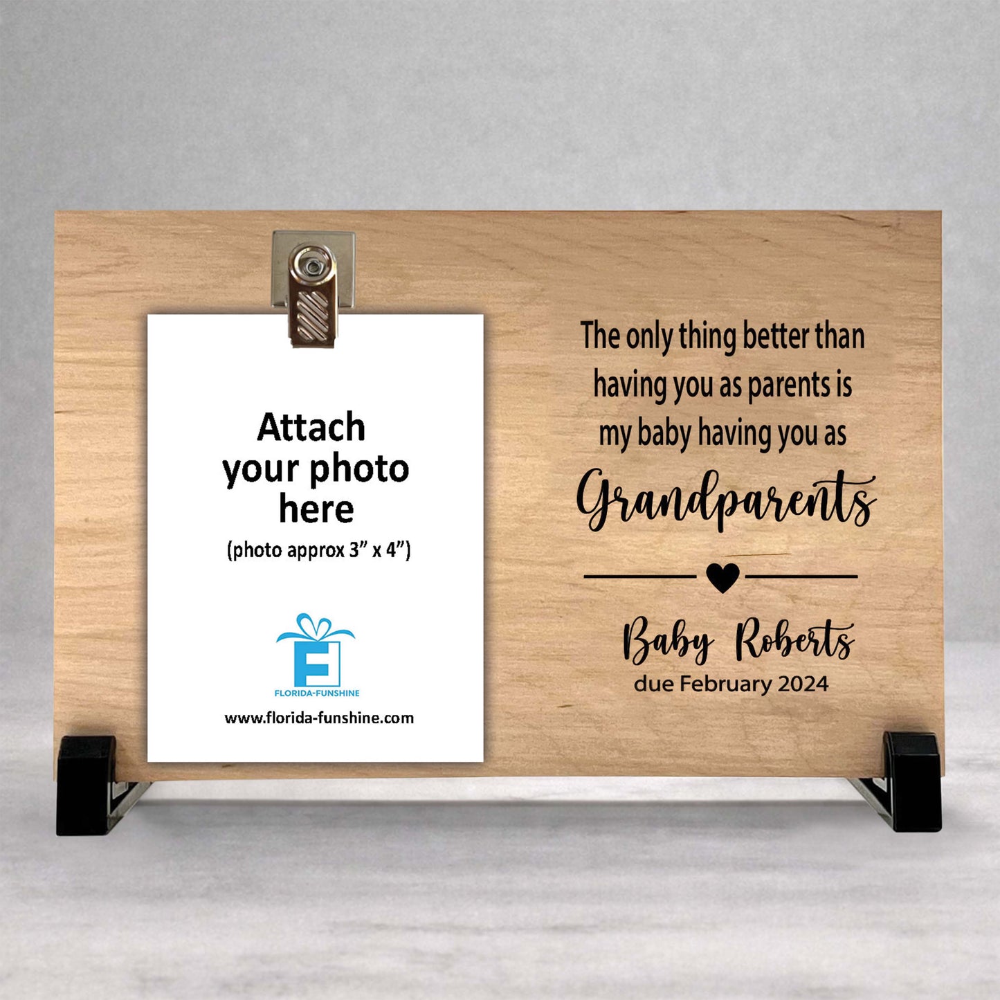 Pregnancy Reveal Gift - Personalized Baby Sonogram Frame | New Grandparents Keepsake