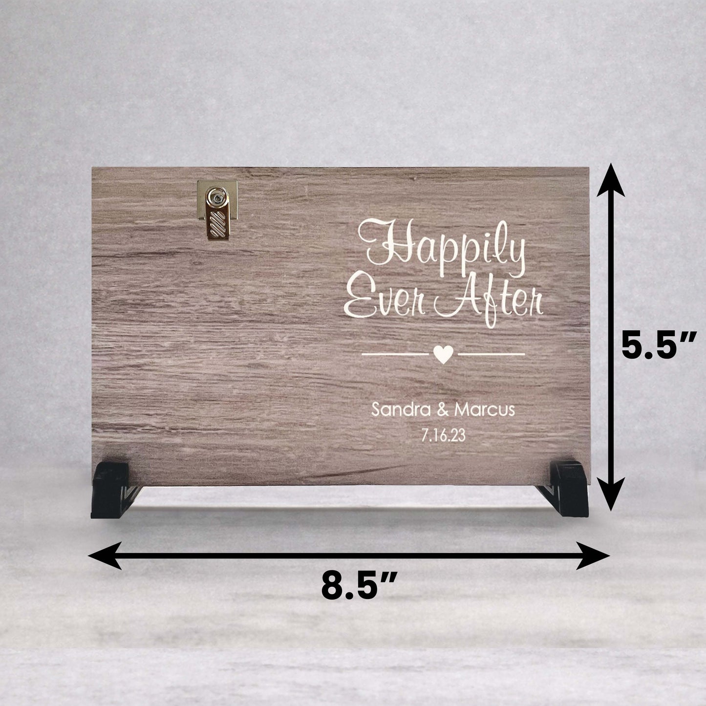 Engagement Picture Frame - Custom Wood Frame With Photo Clip & Personalized Gift