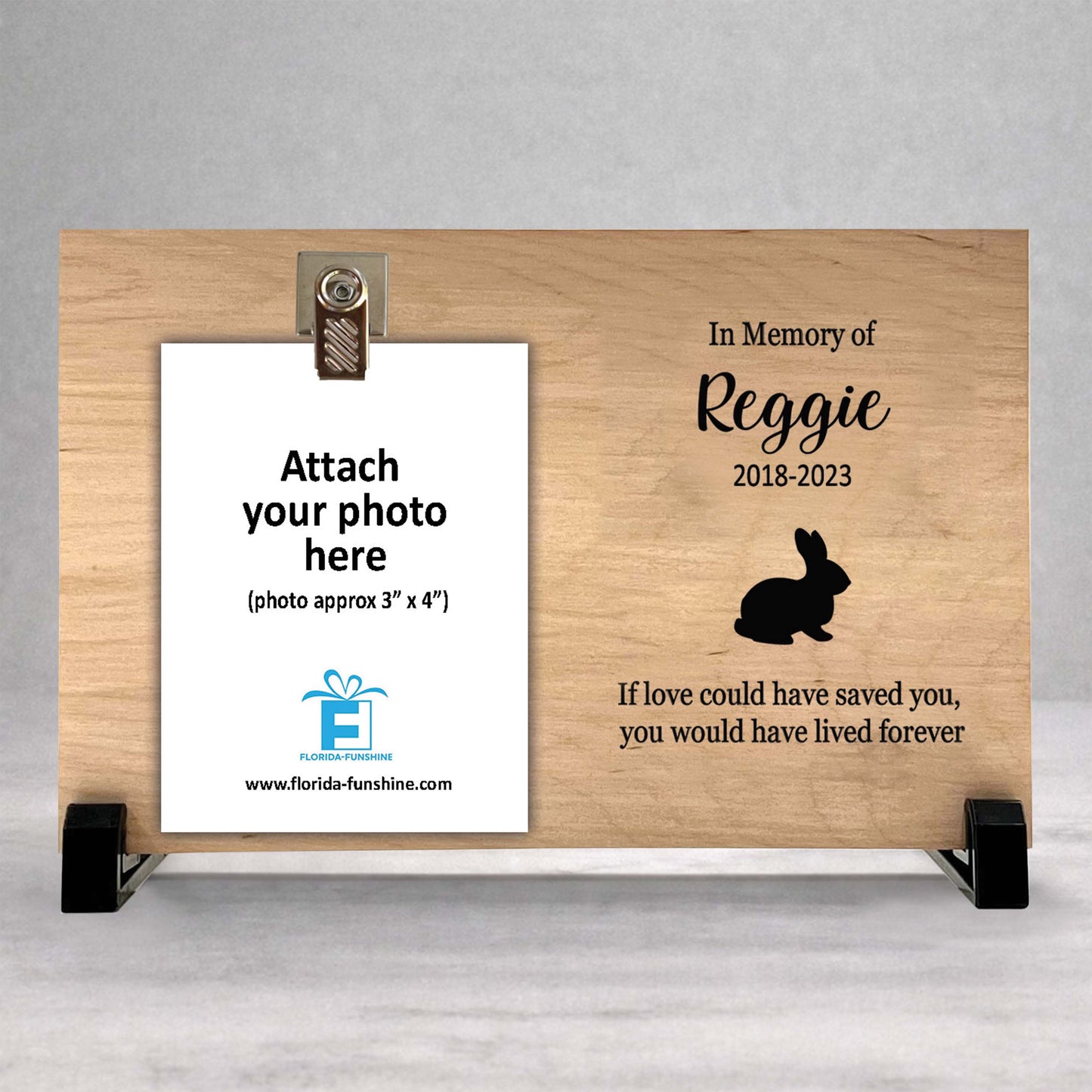 Rabbit Memorial Frame - Personalized Pet Memorial Keepsake Wood Plaque