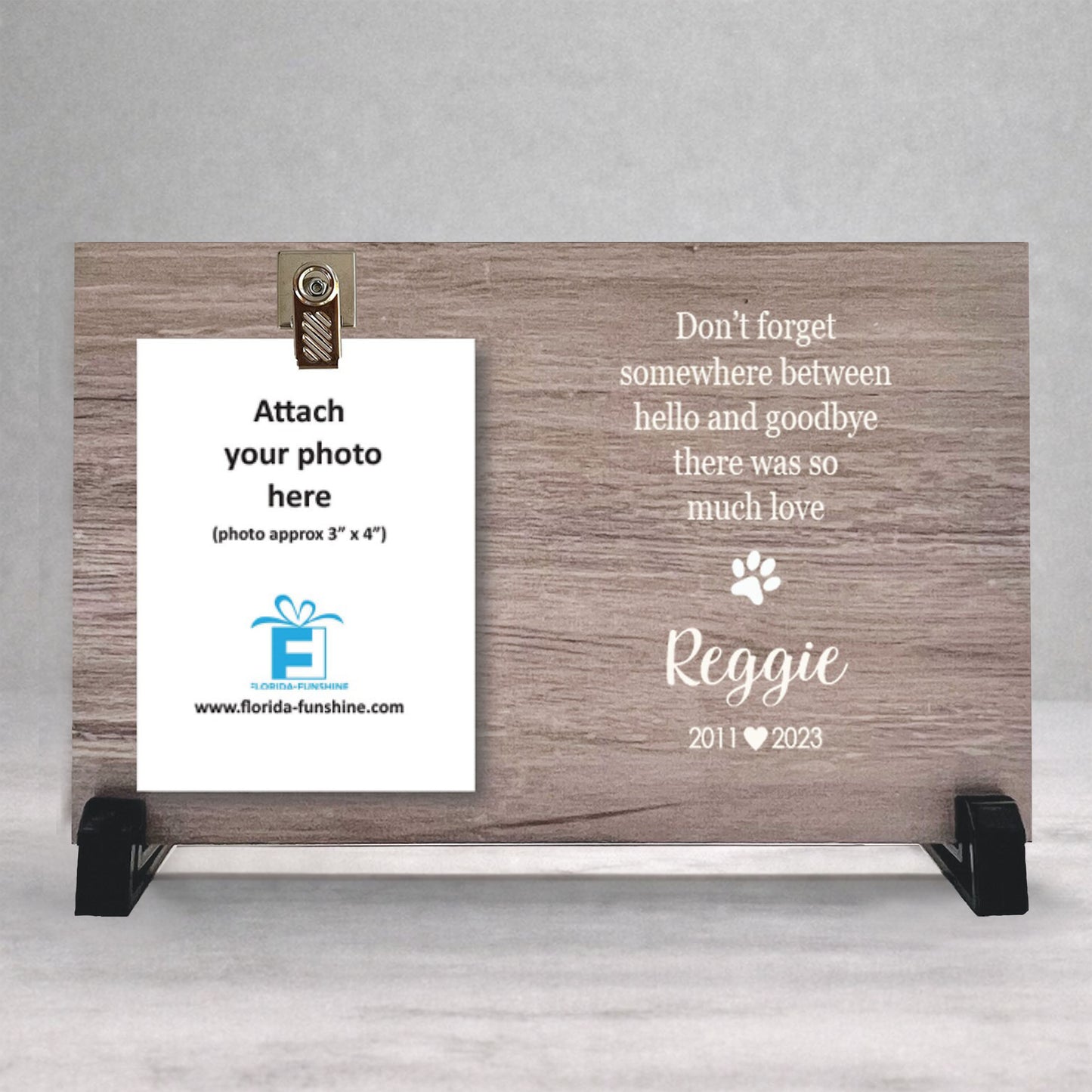 Dog Memorial Frame - Personalized Wood Dog Keepsake with Photo Clip