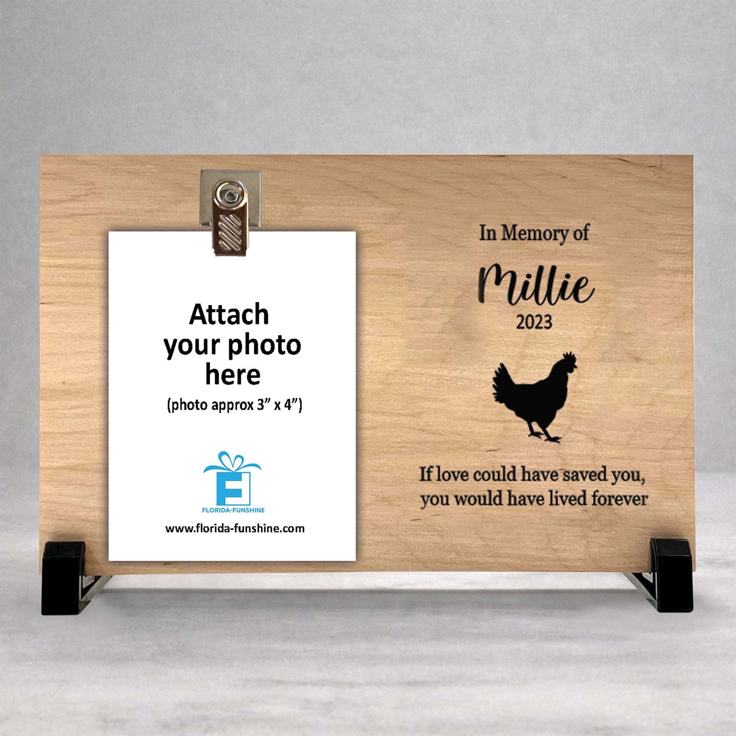 Chicken Memorial Frame - Personalized Wood Pet Memorial Frame Gift