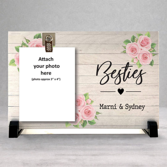 Personalized Best Friend Gift - Custom Wood Frame With Photo Clip Display