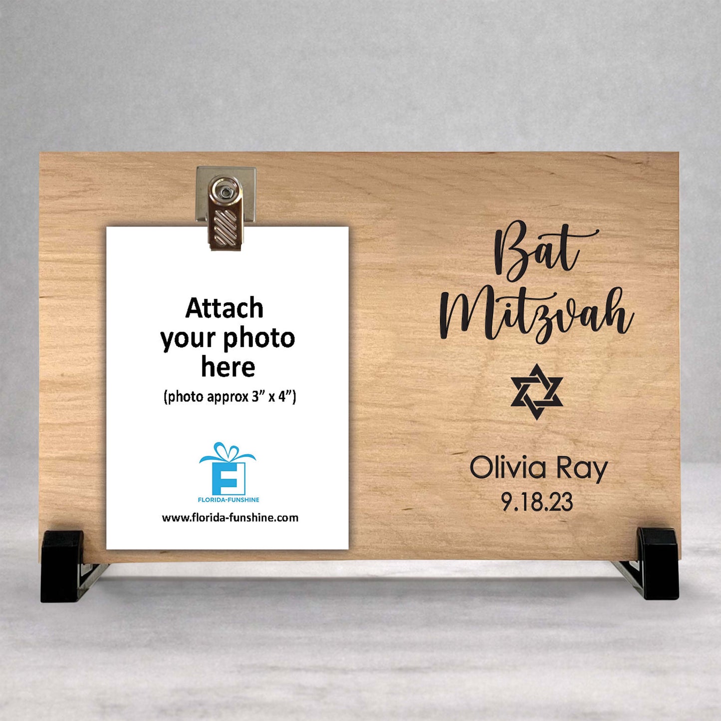 Bat Mitzvah Frame – Personalized Custom Wood Photo Frame for Girls