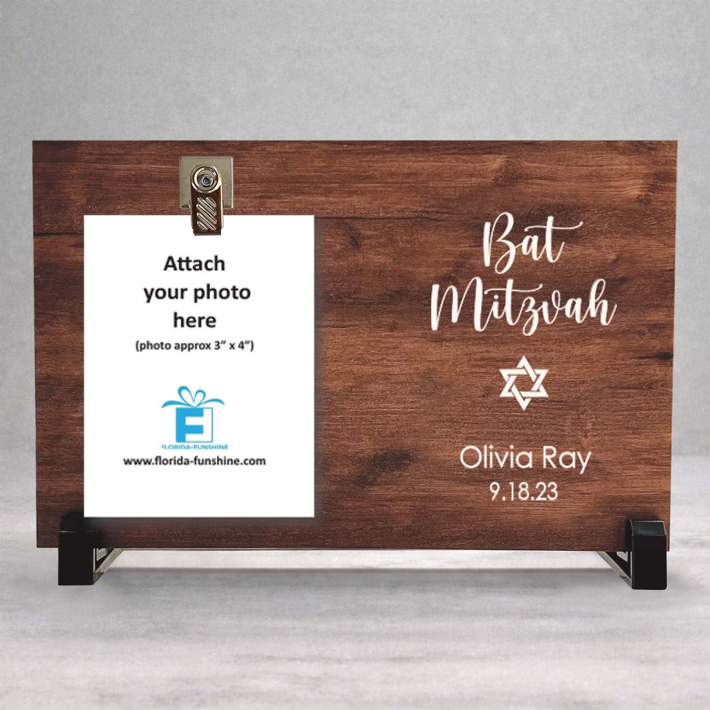 Bat Mitzvah Frame – Personalized Custom Wood Photo Frame for Girls