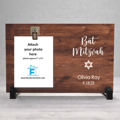 Bat Mitzvah Frame – Personalized Custom Wood Photo Frame for Girls