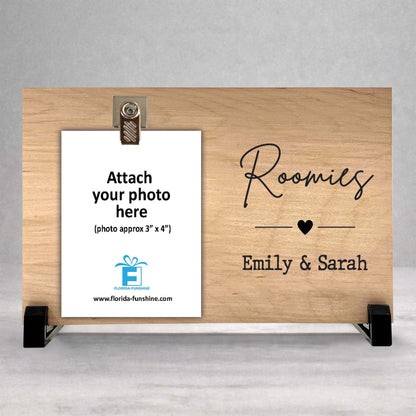 Personalized Roommate Wood Photo Frame – Custom Roomies Gift, College Friend Gift, Best Friend Keepsake